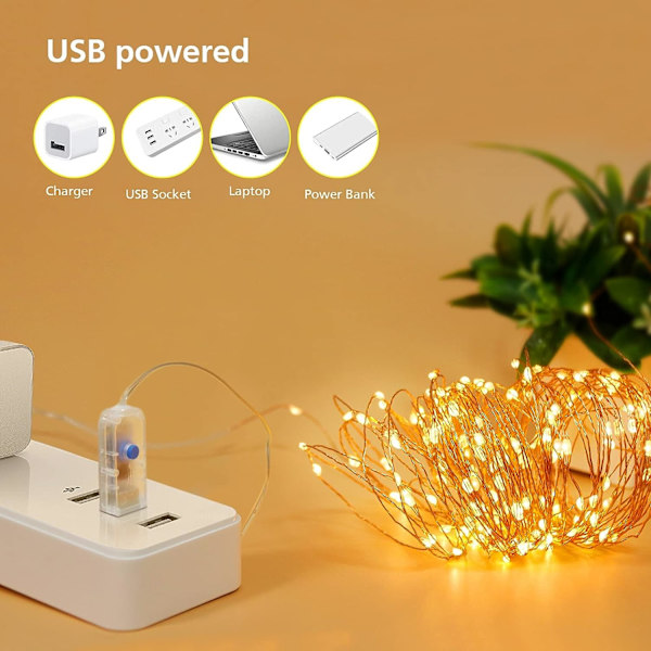 Valosarja, SLAMOS 15M 150 LED Valosarja LED USB Jouluvalot IP65 Vedenpitävä Valosarja 8 Tilan Sisä-/Ulkokoristelu