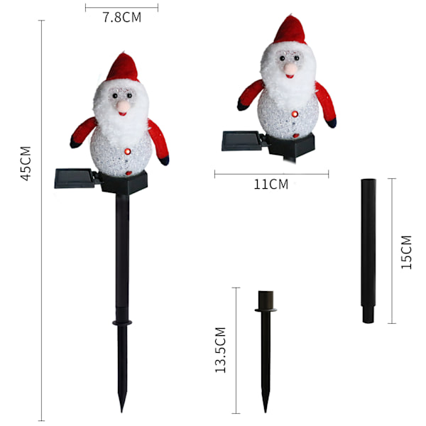 Solcellslampa - LED elektronisk solcellslampa markplugglampa tomte markdrag trädgård utomhus snögubbe gräsmatta lampa