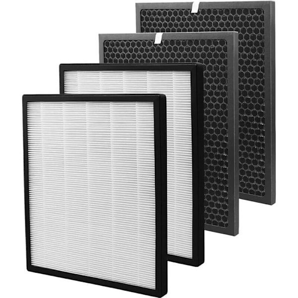 2-pak Erstatningsfiltre Kompatible med LEVOIT LV-PUR131 og LV-PUR131S, LV-PUR131-RF Luftrensere, 2-pak HEPA og Aktiveret Kulfiltre (2 HE