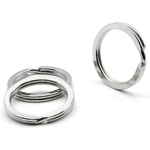 30 mm Ø avaimenperärenkaat, litteä malli, 2,5 mm leveä, nikkelikarkaistu teräs [25 kpl]