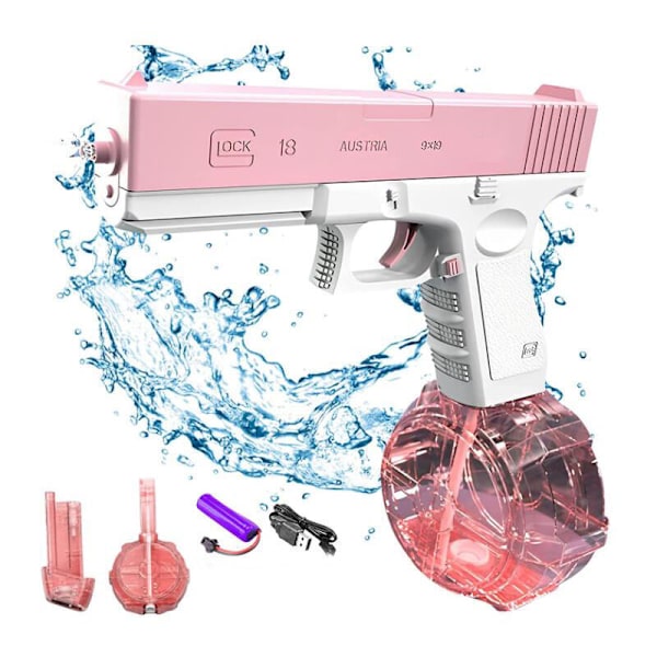 Elektrisk vattenpistol för barn och vuxna - Vattenpistol - Plastleksaker - Räckvidd upp till 9,75 meter - Super One Touch Auto Vattenpistol 434cc Storlek Rosa