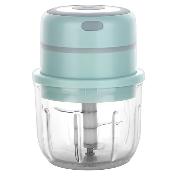Grön Mini Elektrisk Hackare, Mat Hackare Grönsak Hackare Processor med 300ML Glas Skål, Elektriska Köttkvarnar för Barnmat, Kött, Chili, Garl