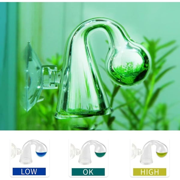 4 stk. Akvarium CO2-monitor Akvarietest med sugekopp Gjenbrukbar effektiv monitor for akvarium Vanntank CO2-konsentrasjonsmåling Akvariumstilbehør