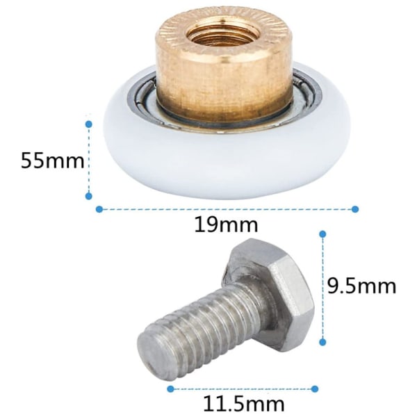 8x Shower Door Roller 19mm Replacement Shower Door Roller for Bathroom