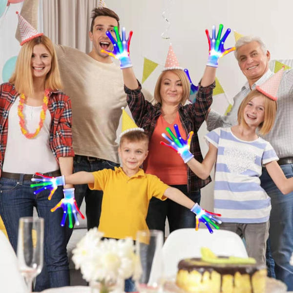 LED-Handskar Röda Färger 7 Ljuslägen Lysande Handskar Rave Handskar Fingerljus Blinkande Handskar Coola Roliga Leksaker (One Size)