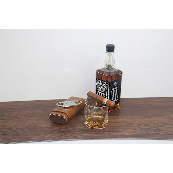 Høj kvalitet læder humidor (sort) rummer op til 3 cigarer dækket cigar humidor med sølv cigar cutter