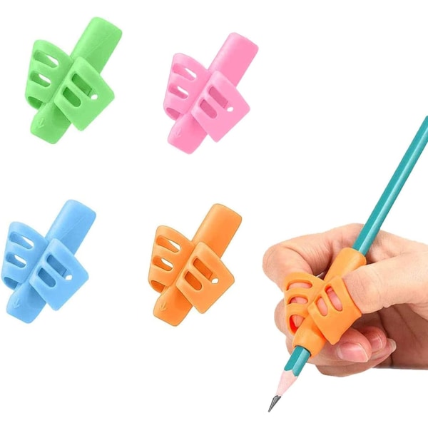 Blyantgrep, sett med 4 penneholdere for barn Skrivehjelp, gripetrener, ergonomisk verktøy for posisjonskorrigering for grep for barn (Multi-C