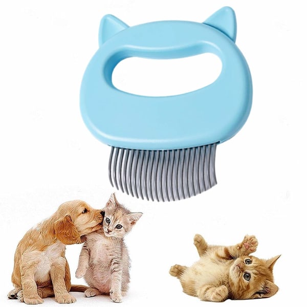 Pet Comb - Pet Short and Long Hair Depilation Massage Shell Comb Soft Hair Depilation Brush to Comb Depilation and Dark Hair Depilation Tool (Blue)