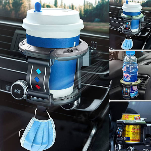 Bilkopholder (Lysegrå), Universal Drikkekopholder, Multifunktionel Auto Kopholdere Flaskeholder Drikkeholder Dåseholder til Bilens Luftventil