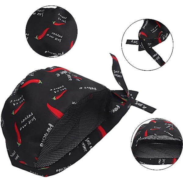 Kockmössa 3 st Unisex Bandana Mössa för Kök Matlagning Kockmössa Bomull Kockmössa Justerbar Elastisk Band Hemma Kockmössa för Restaurang Bageri
