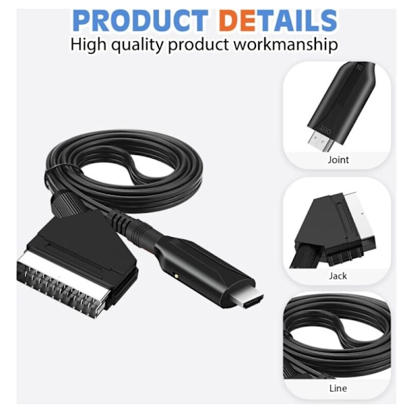 Scart–HDMI-kaapeli – Scart–HDMI-adapteri – All-in-One Scart–HDMI 1080p/720p ääni- ja videomuunnin