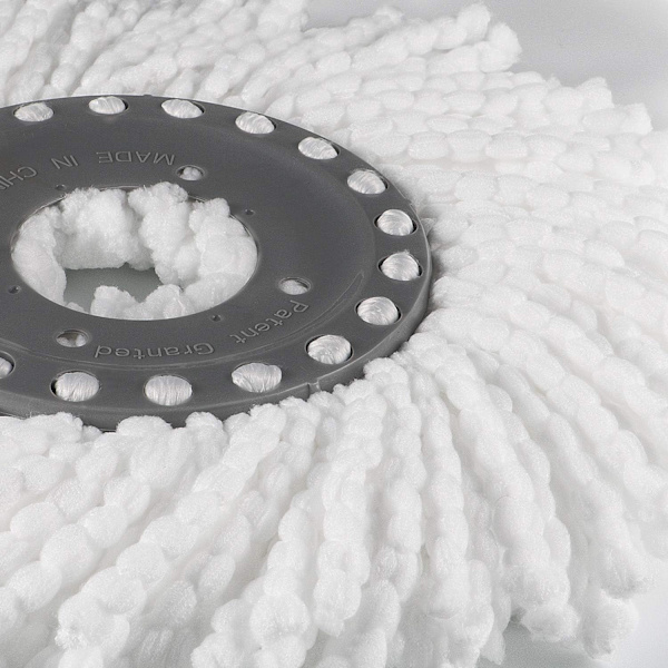 3-pack premium ersättningsmopphuvuden för 360° roterande rund snurrmopp mikrofiber (vit)