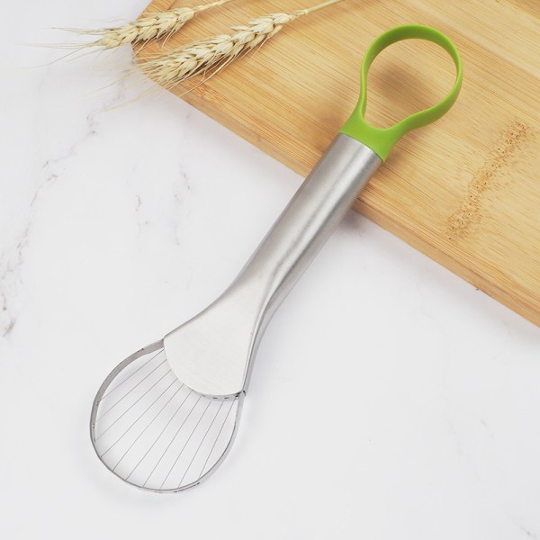 Rustfritt stål avokado kutter og skje, 2 i 1 avokado kutter, multifunksjonell avokado kutter, kjøkkenutstyr med avokado gropfjerner og avokado rest