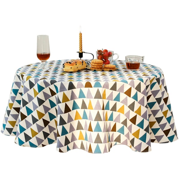 Duker，Rund 100cm Bomulls Lin Stoff Twill Duk Enkel Frisk Nordisk Stil Holdbar Gjenbrukbar Rynkebestandig Dekorasjon for Kjøkken Spisestue