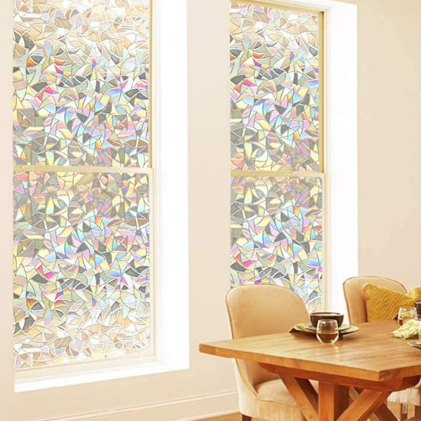 Självhäftande Fönsterfilm Sekretesskydd 3D Limfri Matt Glas Dekorativ Holografisk Dekal för Glasdörr Hem Hus Kök Kontor 45*200