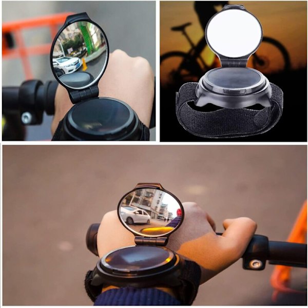 Handledsbakspegel, justerbara 360° roterande cykelspeglar, handledsspegel, säkerhetsspegel för cykling, för utomhusbruk, Mountainbike, Landsvägscykel