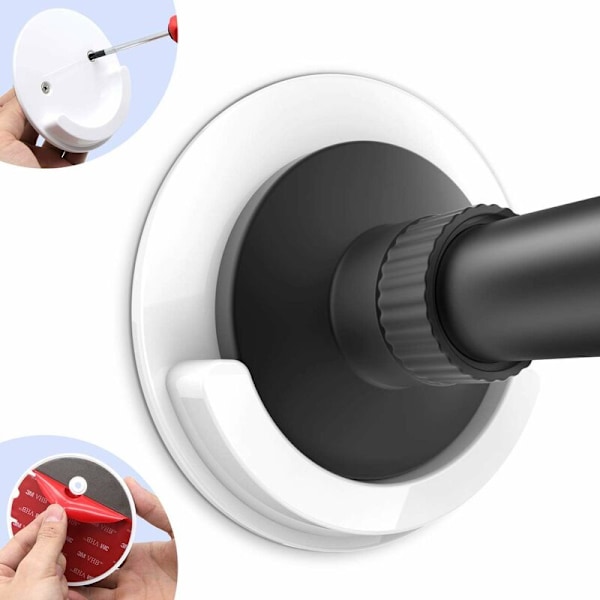 Set med 2 fäststöd för duschdraperistång, 10,2 cm i universell diameter i 3m akryl för duschdraperistång (duschdraperistång ingår ej)