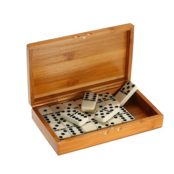 Domino set - Deluxe dominobrickor i en trälåda för brädspel för