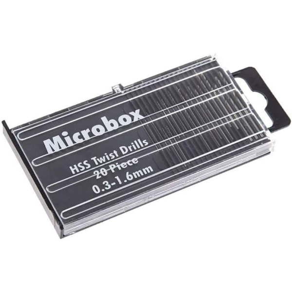 Pakke med 20 HSS mini spiralbor fra 0,3 til 1,6 mm