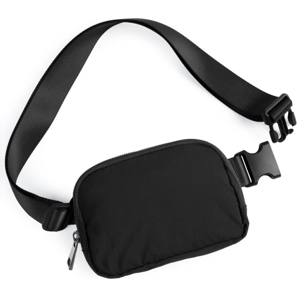 Fanny Pack med justerbar rem til kvinder og mænd, udendørs mini bæltetaske lille taljepose, sort