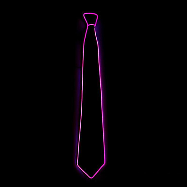 (Rosa) LED-lysklips med glød, lysende slips, neon LED-slips, LED-lysklips, kul nyhetsslips for fest