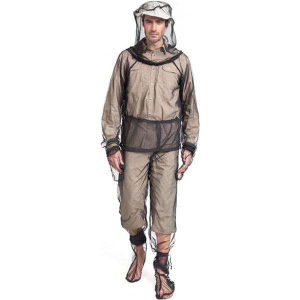 Sort S/M 4STK myggesikkert tøj bi-sikkert ekspeditionstøj med bukser jakke handsker camping cykling fiskeri vandreture