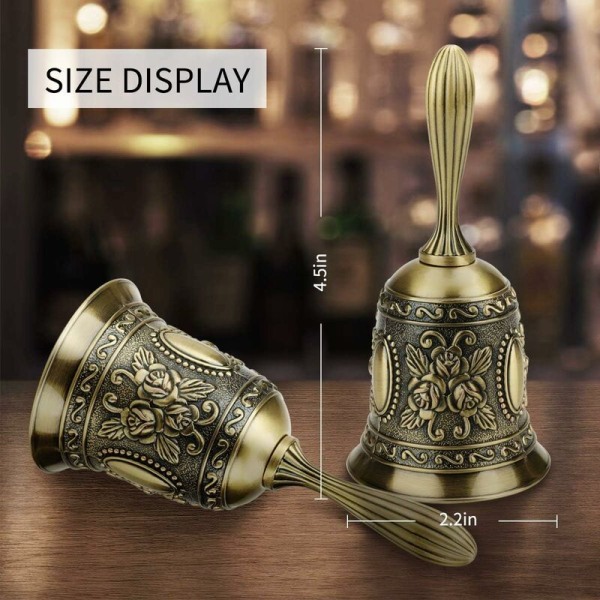 Bell, Hand Bell Table Bell，Steel Hand Bell，Classic Zinc Alloy Bell Loud Call Bell，11.5*5.5*5.5cm Guazhuni