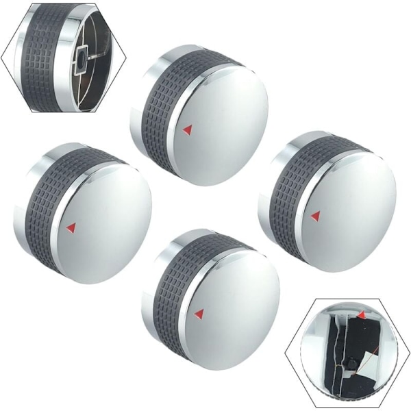 Set med 4 universella kontrollknappar för gasolgrill, 50 mm, för spis/ugn/grill (50 mm)