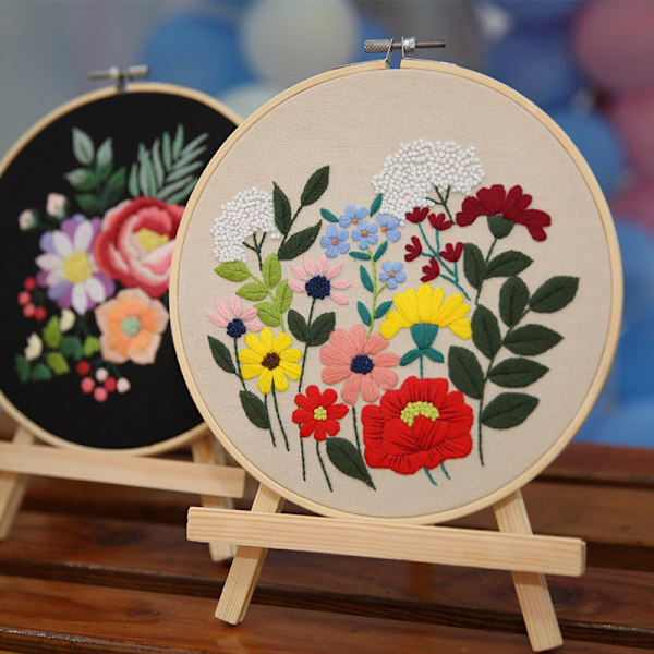 3-pack broderikit för nybörjare, 8-tums tryckt broderikit med mönster och instruktioner, korsstygnsstartkit för vuxna hantverk