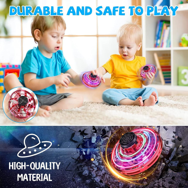 Flygende spinnerleker, håndkontrollert minidrone, RGB-lys Fidget Boomerang Spinner, 360 roterende Fly UFO Spin Drone, flygende romleker gave til barn
