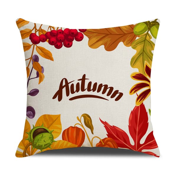 Thanksgiving Fall Pillowcase 18 x 18 tum, Set av 4 bomullslinne Fall Pumpkin Throw Pillowcase, Hösttema dekorativ kuddfodral för soffa