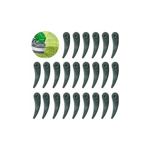Sarja, jossa 24 varaterää Bosch Durablade ART 23-18 LI ja ART 26-18 LI -trimmeriin, vihreä, pituus 83 mm.