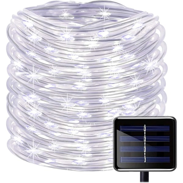Solcellslampa för utomhus, 10M 100 LED-rörsträngljus, 8 lägen Koppartrådsrep PVC Vattentätt rep för trädgårdar, julgran, heminredning(