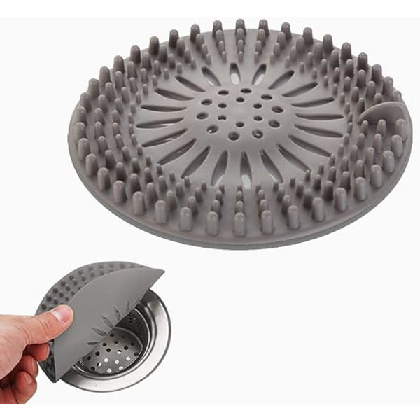 4-pack silikonavloppsskydd (grå), köksavloppsfilter med sugkopp, badkarsavloppsfilter, köks- och badrumsavloppsfilter