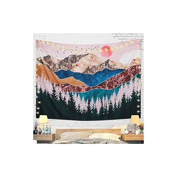 150x130cm Aurinko auringonlasku Seinävaate Metsäkuvio Vuoristomuraali Psykeedeelinen Seinävaate Luontomaisema Seinävaate Koriste Makuuhuoneeseen Olohuoneeseen