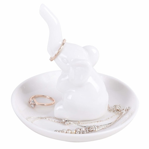 Hvid elefantringholder smykkebakke, smykkeboks til bordplade