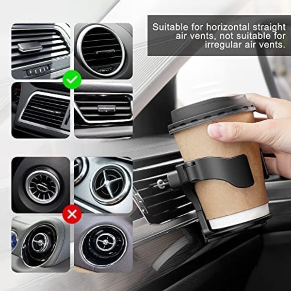 Auton mukiteline, (Musta) 2 kpl Auton mukiteline, Säädettävä auton mukiteline, Autojen, kuorma-autojen, matkailuautojen ilmanvaihtoaukkoihin
