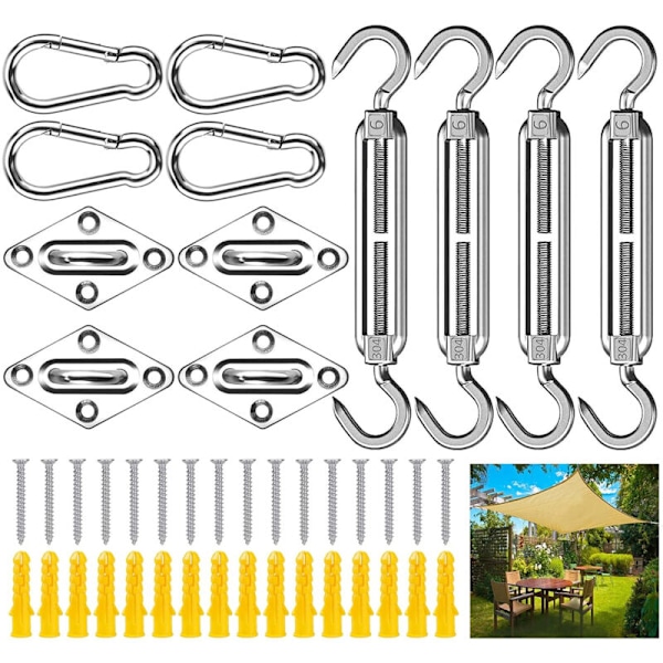 Kit Shadow veil fixation, fastgørelsessæt til solsejl, solsejlbeslag, rustfrit stål sugekop installationssæt til fastgørelse af solsejl
