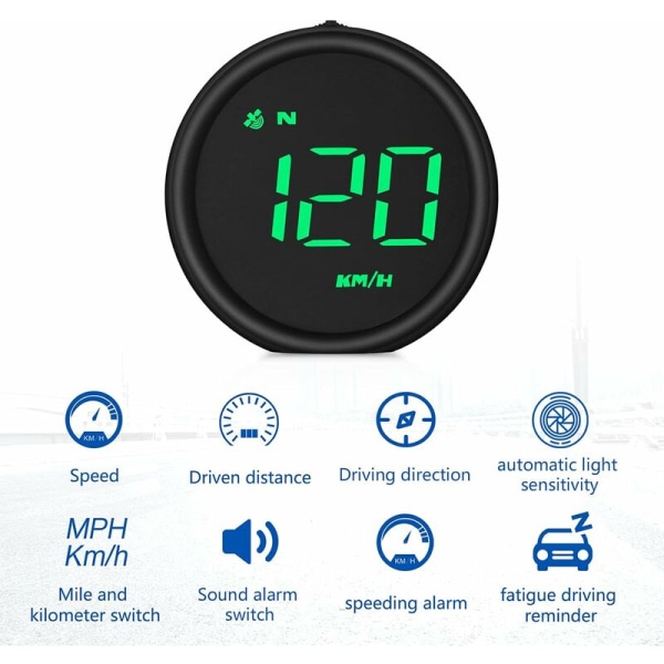 Universal Digital GPS Speedometer, Overspeed Warning, Mileage Measurement, Fatigue Driving Reminder for All Vehicles(Black)