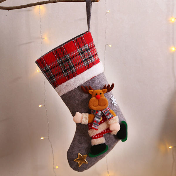 Jul Nyt Stil Kreativ Dukke Jul Strømper Gavepose Juletræ Vedhæng Julepynt, S, 17 * 13cm - S, 17 * 13cm