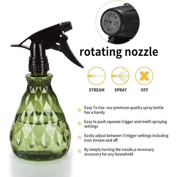 2 Stycken 500ML Sprayflaskor Tomma Påfyllningsbara, Tomma Plastvattenflaskor, Sprayflaska, Sprayflaska för Trädgårdsväxter, Rengöring (Grön)