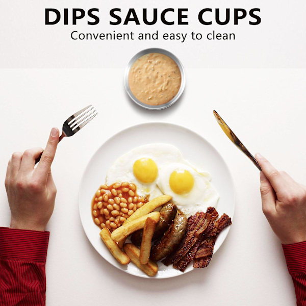 12 stk. rustfrit stål krydderisauce kopper, kommercielle grade dyppe sauce kopper, krydderi