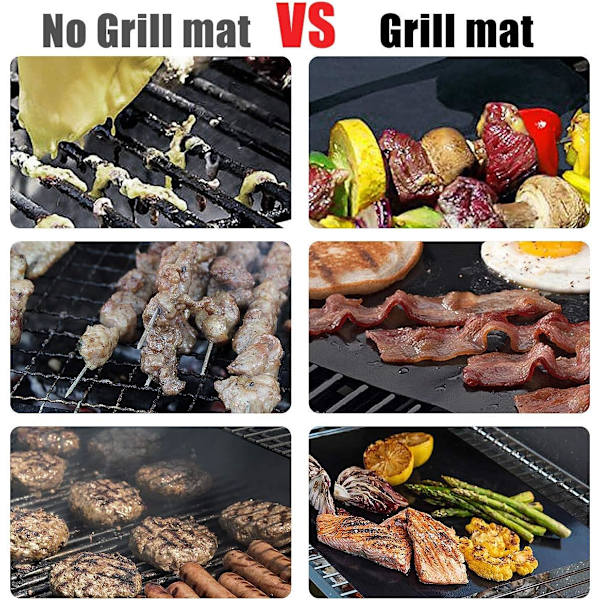 Sjælden perle 5 stk. Non-stick BBQ grill grill måtte glidende grill måtte køleskabs måtte camping sommerhave camping non-stick (sort