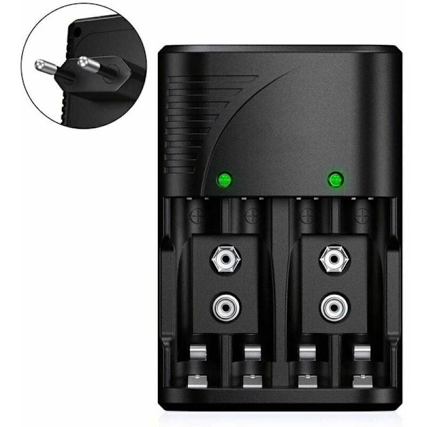 AA/AAA/9 V universal batterioplader, 6802 hurtigoplader til genopladelige batterier AA/AAA NIMH eller 9 V med LED-indikator