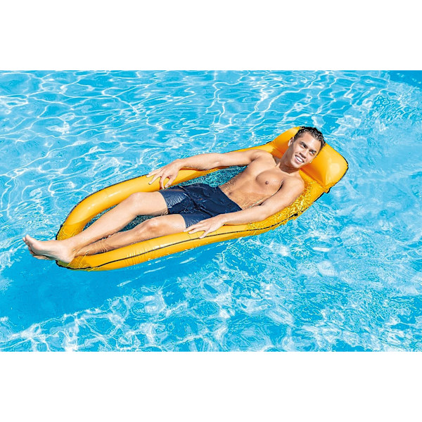 Halvt nedsänkt nätmadrass - slumpmässig färg hopfällbar nätvuxen solstol uppblåsbar flytande pool flytstol flytande rad på vatten