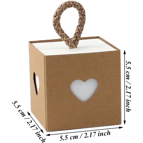 50 stk Kraft Papp Gaveesker, Gaveesker til Bryllup, Gaveinnpakning Godteriesker, Mini Vintage Fest DIY Gaveemballasjeekser