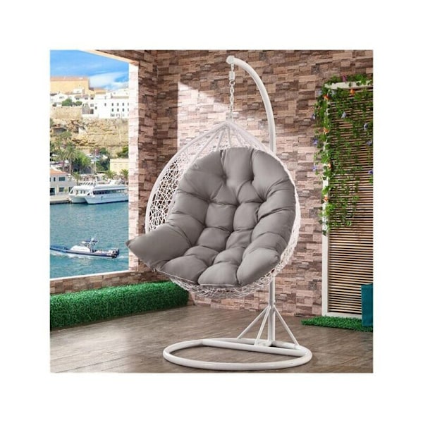 Stolpute, rottingstolpute, avslappende stolputer for hengende kurvswing, kurvsete pute for innendørs, utendørs, 80 x 120 cm, grå