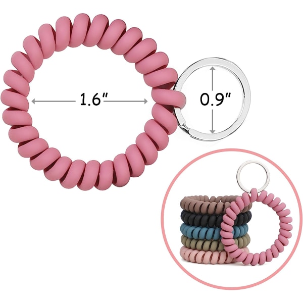 6 st Retraktil handledsrem handledsrem nyckelring handledsrem, flexibel fjäderspiral handledsrem handledsrem nyckelring nyckelring, lämplig för