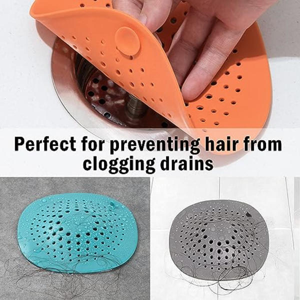 5-pack duschbrunnshår fälla med sugkoppar, silikon duschbrunn lock hårstopp, handfat sil badkar avloppsskydd plugg fälla filter Ki