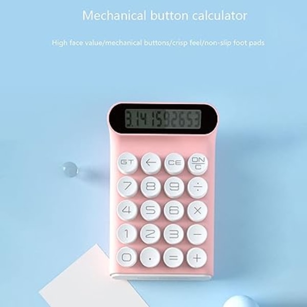 (vaaleanpunainen) mekaaninen laskin, 10-numeroinen LCD-näyttö kannettavalle tietokoneelle, muotilaskin taloustoimistoon